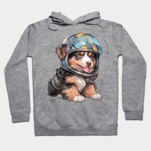 Australian Shepherd Dog in Helmet Hoodie